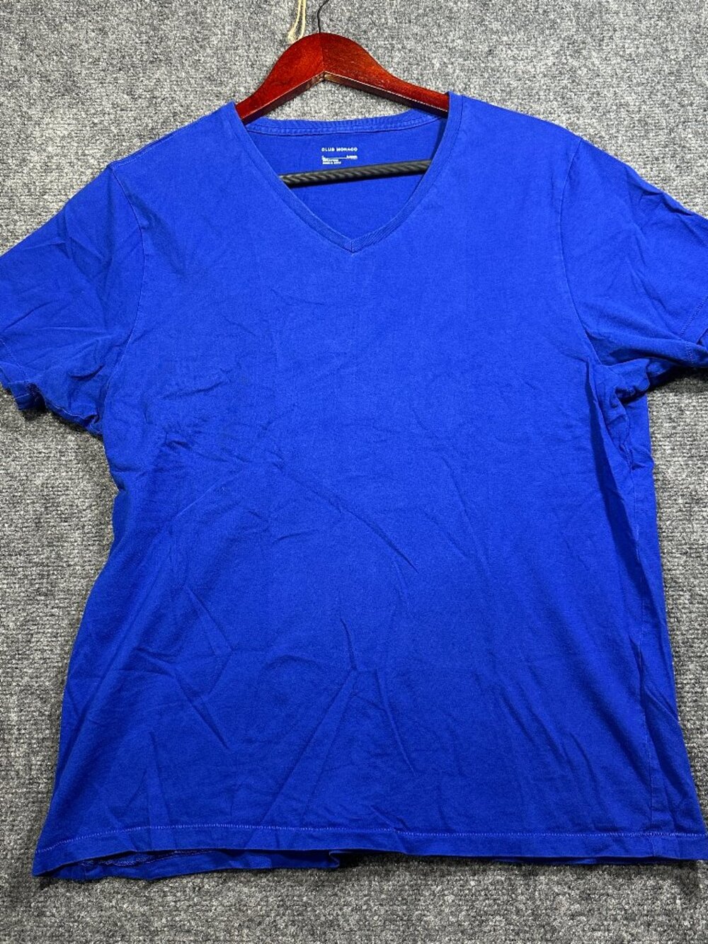 Club Monaco Top Womens Large Blue Cotton V Neck Tee Shirt Short Sleeve